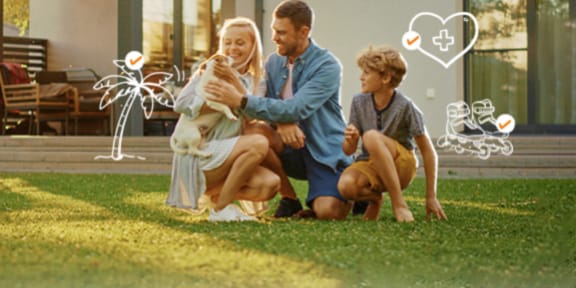 familie pe iarba