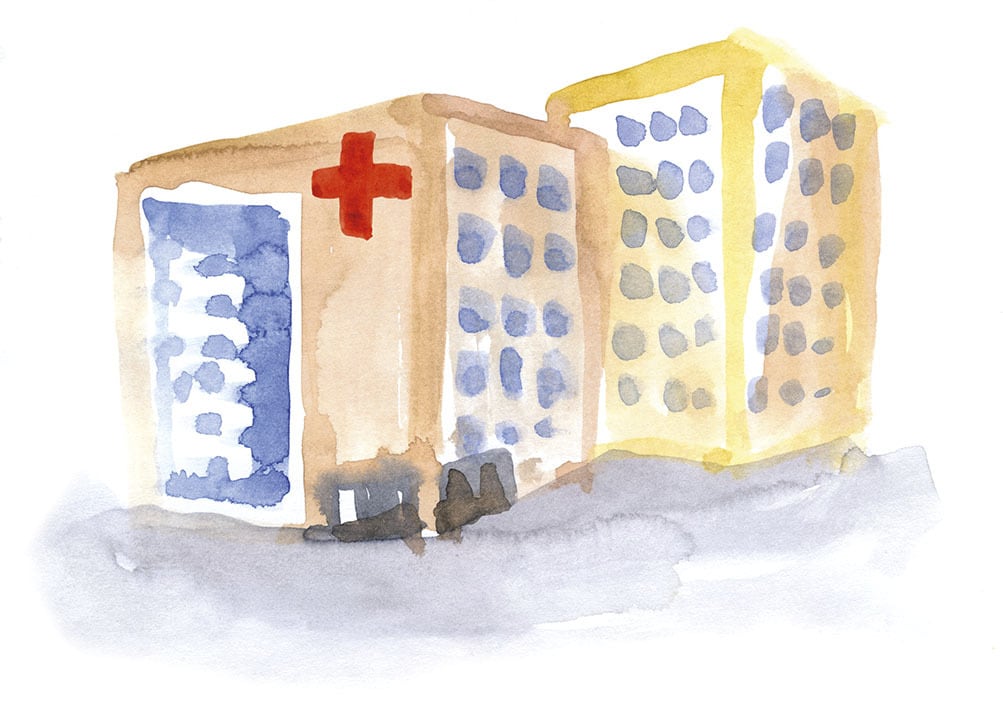 Illustration water colour hospital